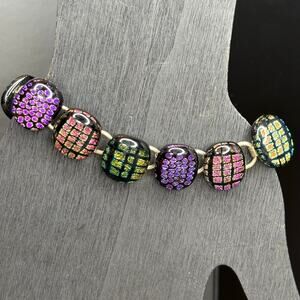 Dichroic Glass Bracelet Handmade Multicolor Glass Bracelet Womens